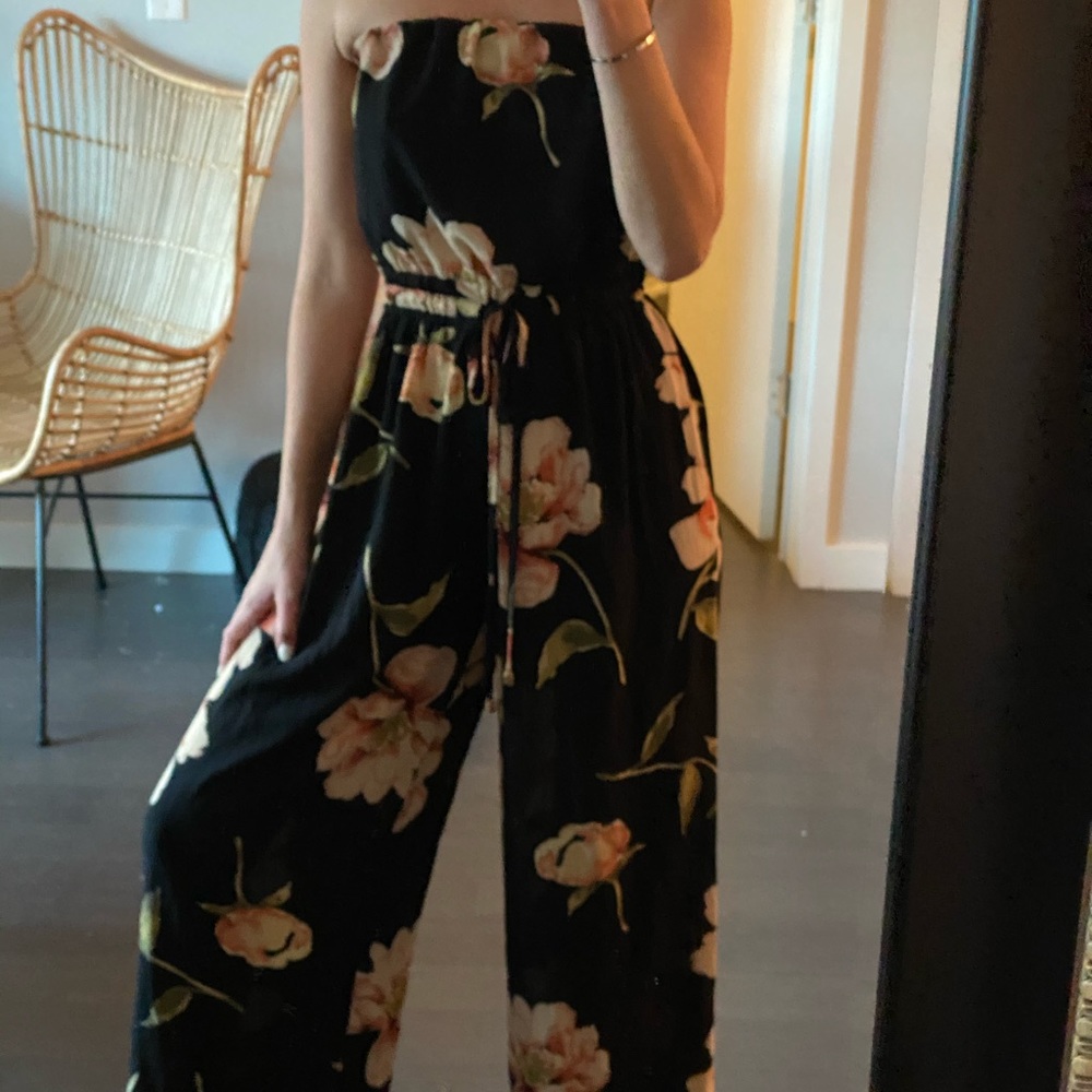 Black floral jumpsuit